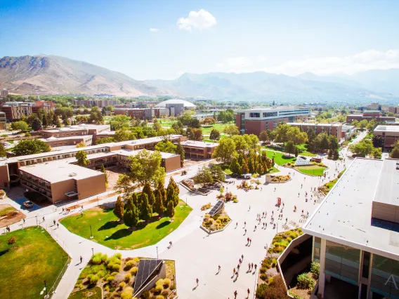 Ariel shot of a college campus