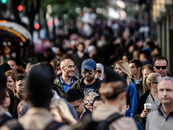 Group of people in crowded city